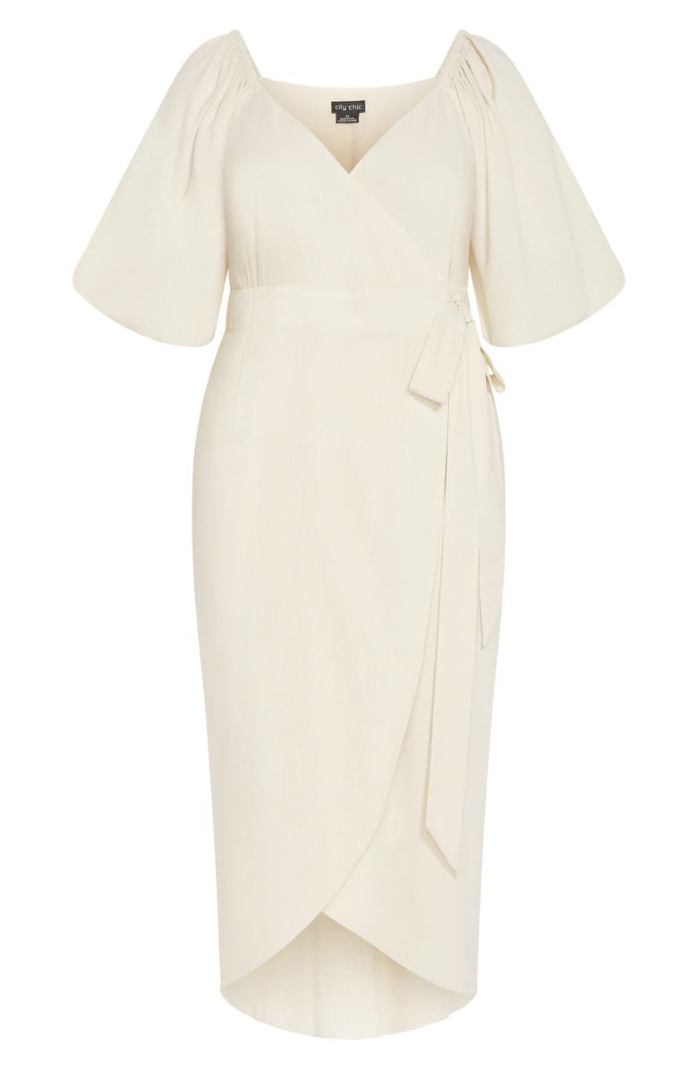 City Chic Claudine Wrap Dress, Alternate, color, Cream