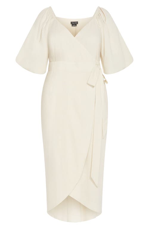 City Chic Claudine Wrap Dress In Cream