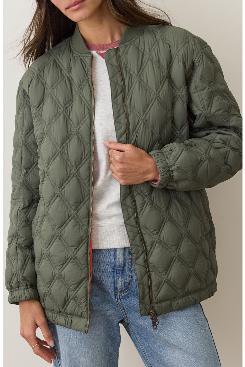 Marina Quilted Bomber Jacket, Main, color, OLIVE