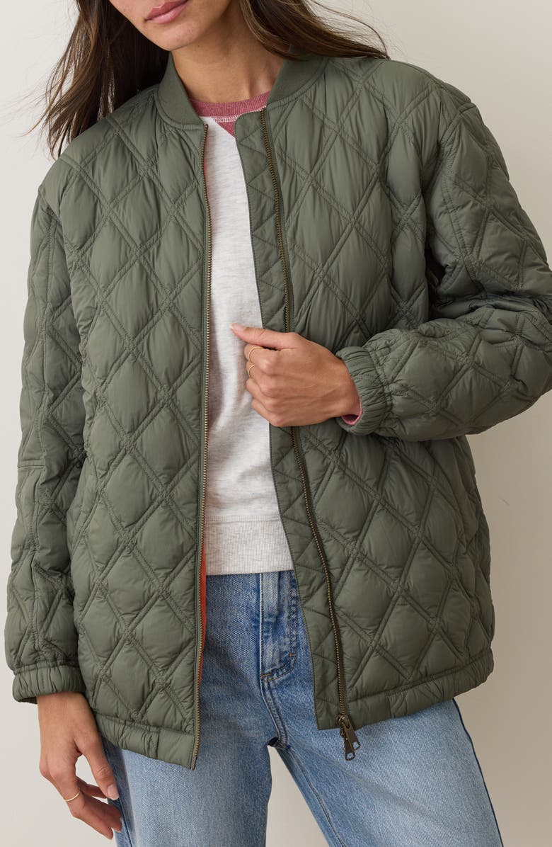 Marine Layer Marina Quilted Bomber Jacket, Main, color, Olive