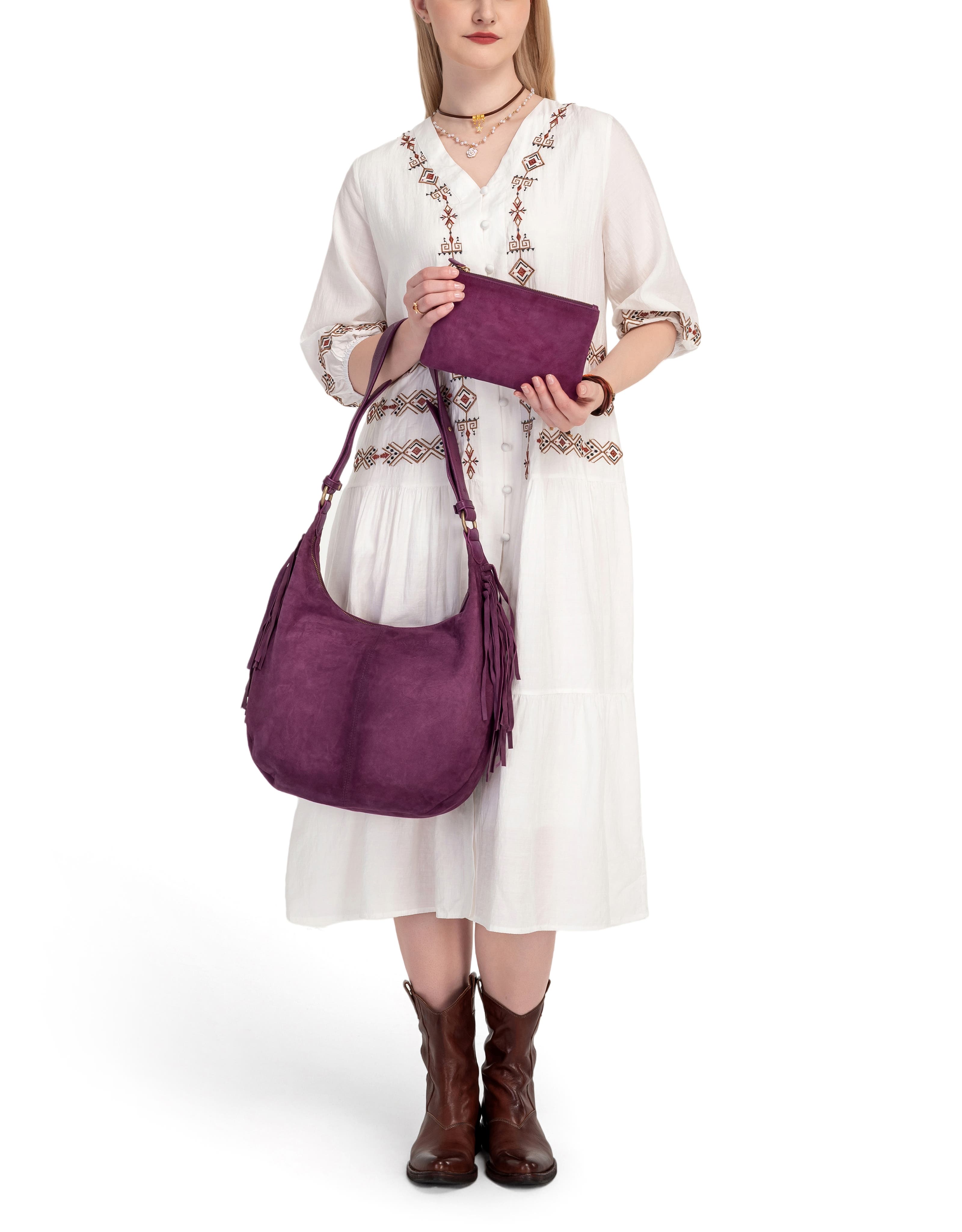 Hydrangea Large Vintage Ombre Shoulder Bag, Alternate, color, Radiant Orchid