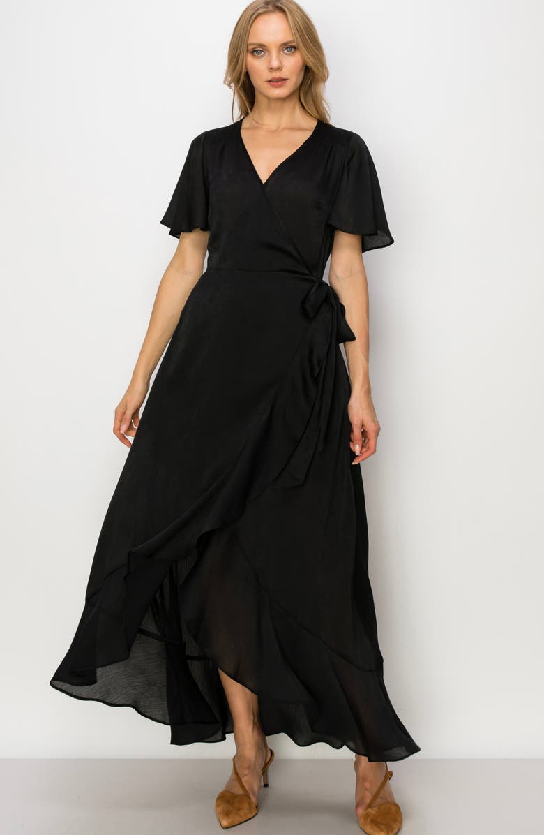 MELLODAY V-Neck Ruffle Sleeve Wrap Dress, Alternate, color, 