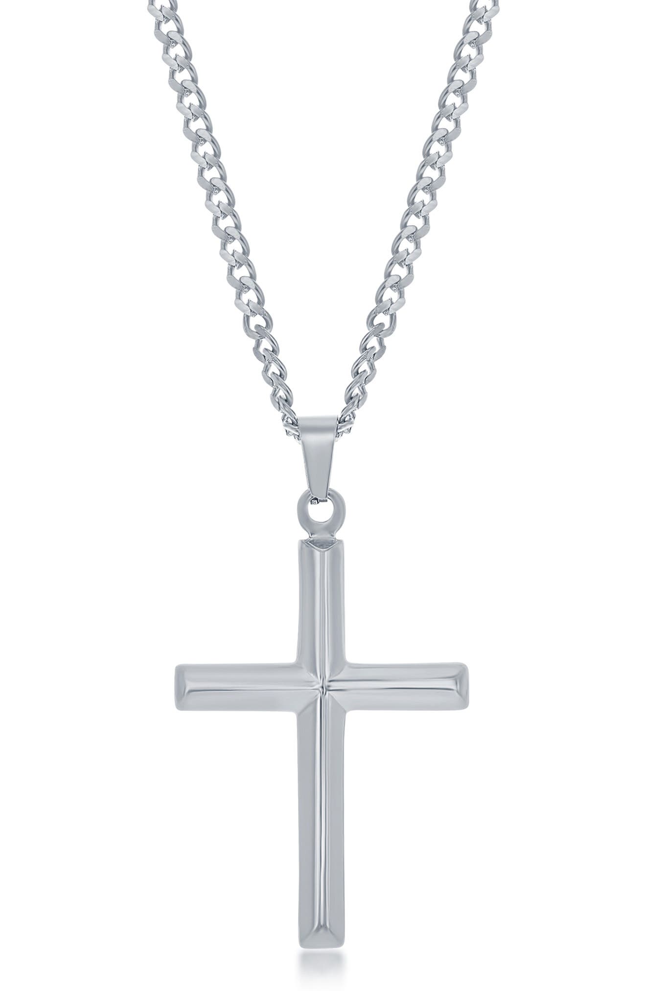 BLACKJACK Men's Stainless Steel 3D Cross Pendant Necklace