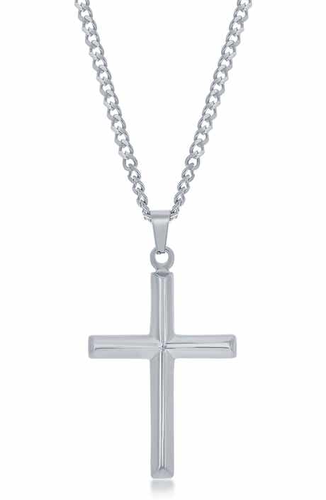 BLACKJACK Men's Stainless Steel 3D Cross Pendant Necklace
