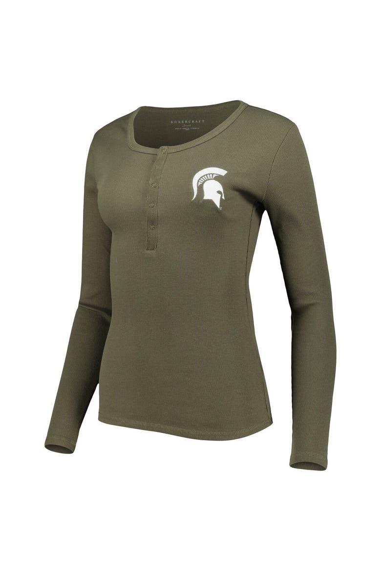 Women's Green Michigan State Spartans Harper Henley Long Sleeve T-Shirt, Alternate, color, Green