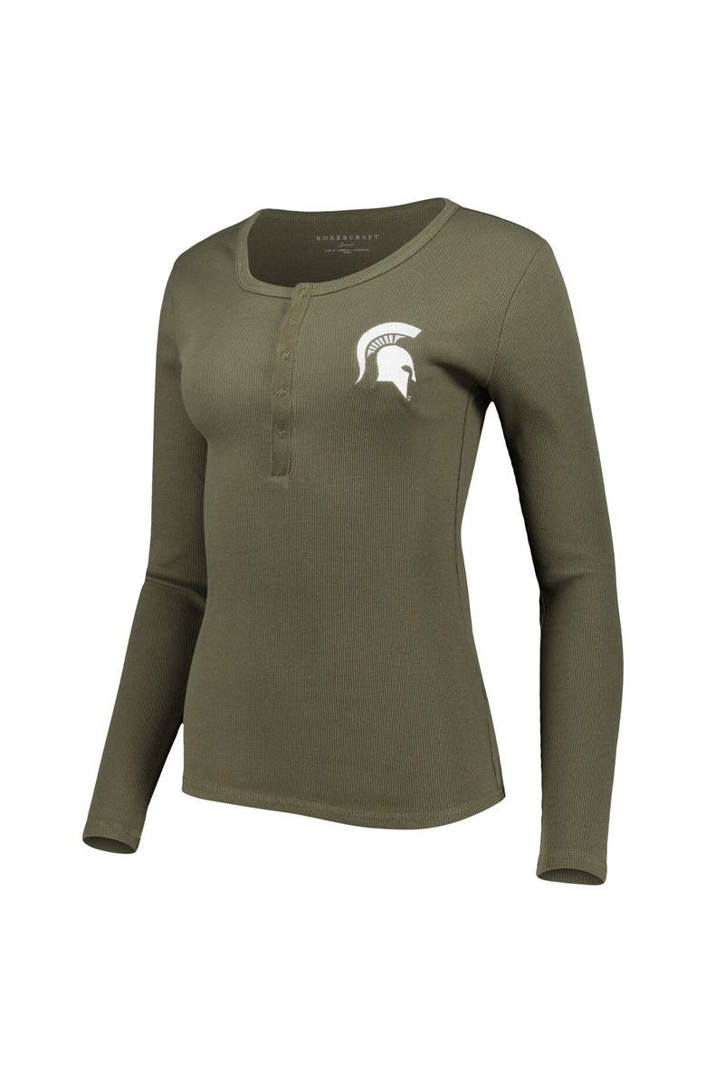 BOXERCRAFT Women's Green Michigan State Spartans Harper Henley Long Sleeve T-Shirt, Alternate, color,