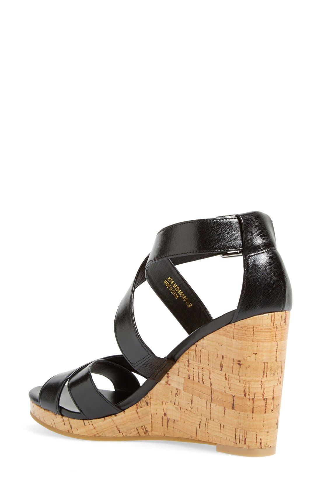 'Jillian' Wedge Sandal, Alternate, color, BLACK