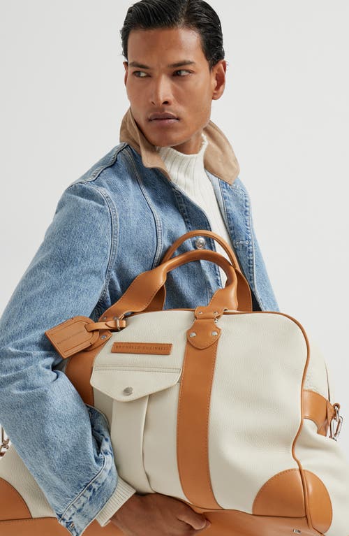 Brunello Cucinelli Grained Calfskin Street Bag In White