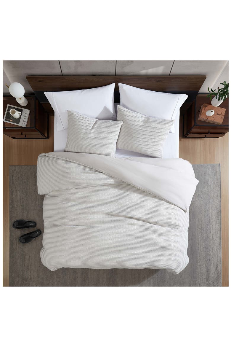 Solid Waffle Duvet Cover Set, Alternate, color, GREY