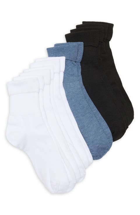 6-Pack Everyday Turn Cuff Quarter Socks