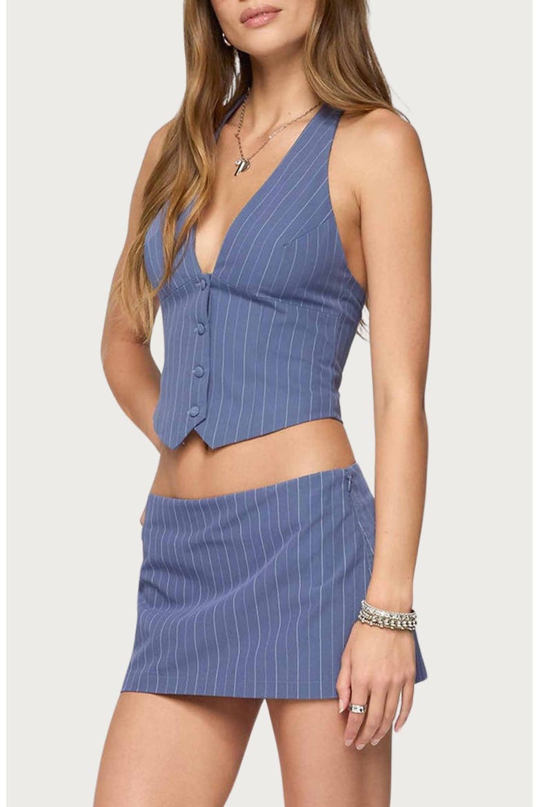 Frankey Pinstripe Halter Vest, Alternate, color, BLUE