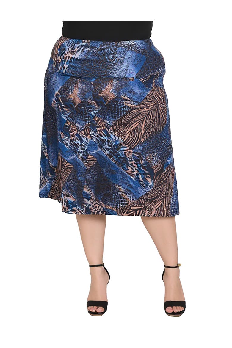 Animal Print Knee Length Skirt, Main, color, Blue Multi