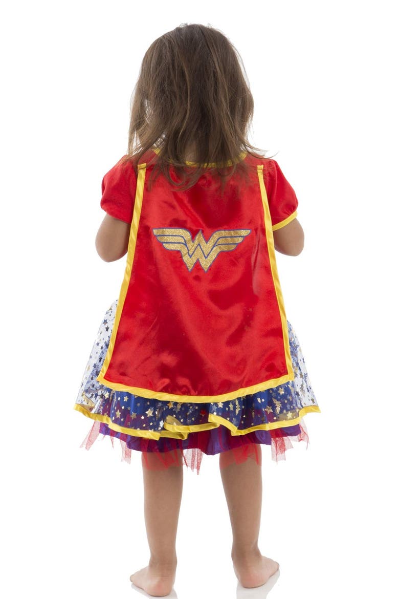 Justice League Wonder Woman Costume Dress Cape and Headband Set, Alternate, color, Wonder Woman Red