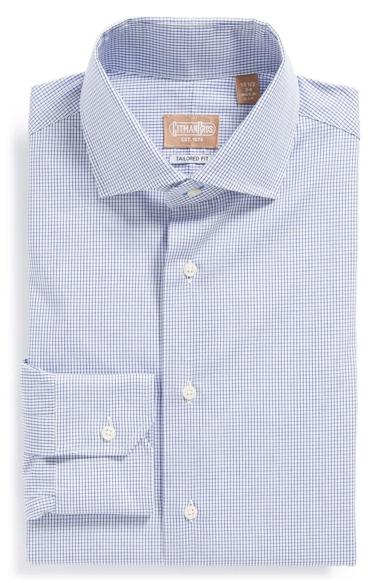 Gitman Tailored Fit Gingham Dress Shirt, Main, color,