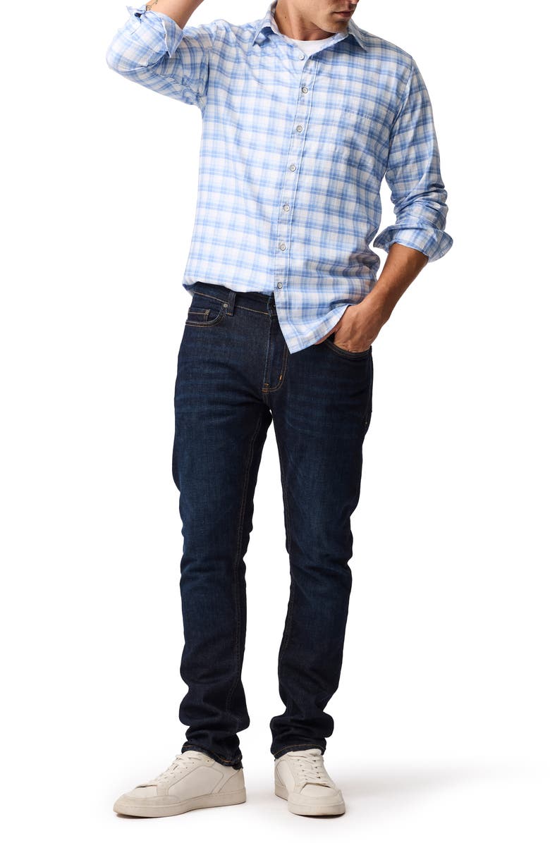 Rodd & Gunn Scarborough Plaid Cotton & Linen Button-Up Shirt, Alternate, color, Marine