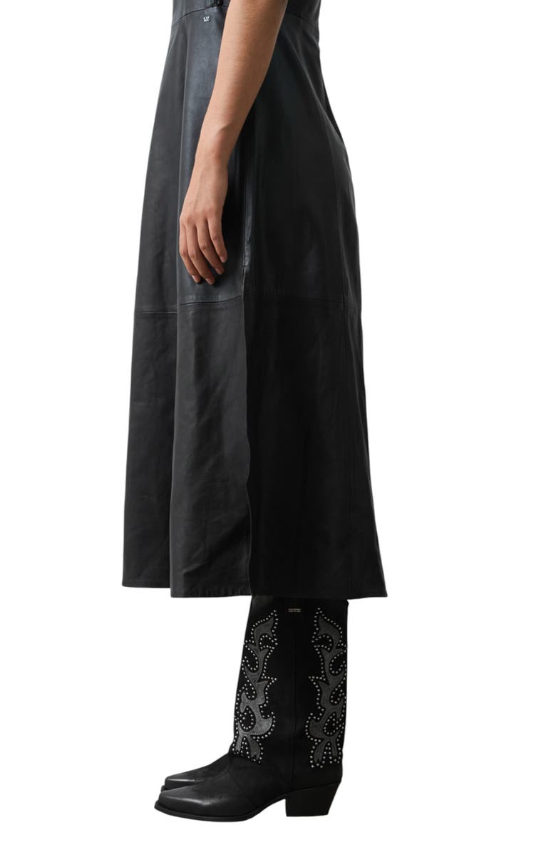 Velez Liora Semi Fitted Leather Dress, Alternate, color, Black