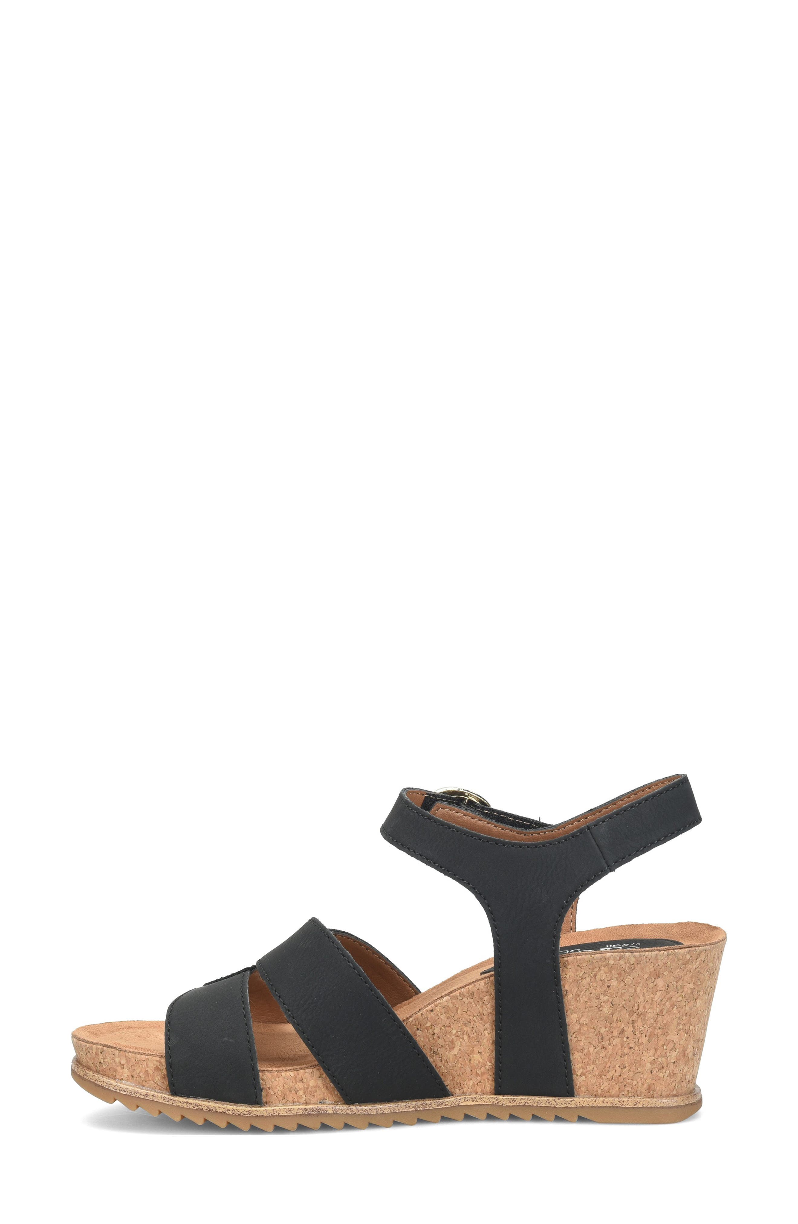 EUROSOFT Tressa Ankle Strap Wedge Sandal, Alternate, color, Black
