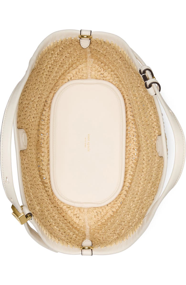Kate Spade New York deco straw small tulip tote bag, Alternate, color, Natural