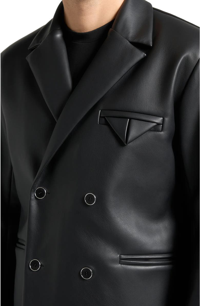 Manière De Voir Didier Double Breasted Leather Suit Jacket, Alternate, color, 