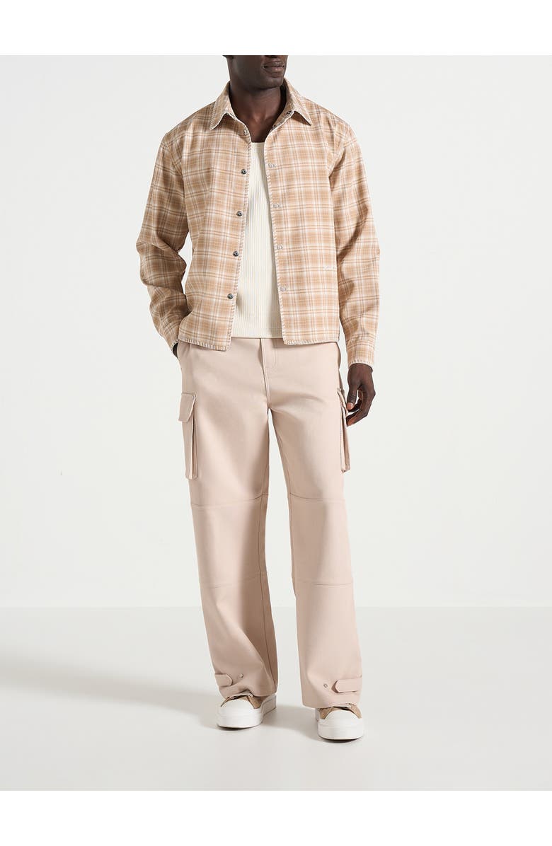 Manière De Voir Blake Unisex Whipstitch Check Shirt, Alternate, color, Beige