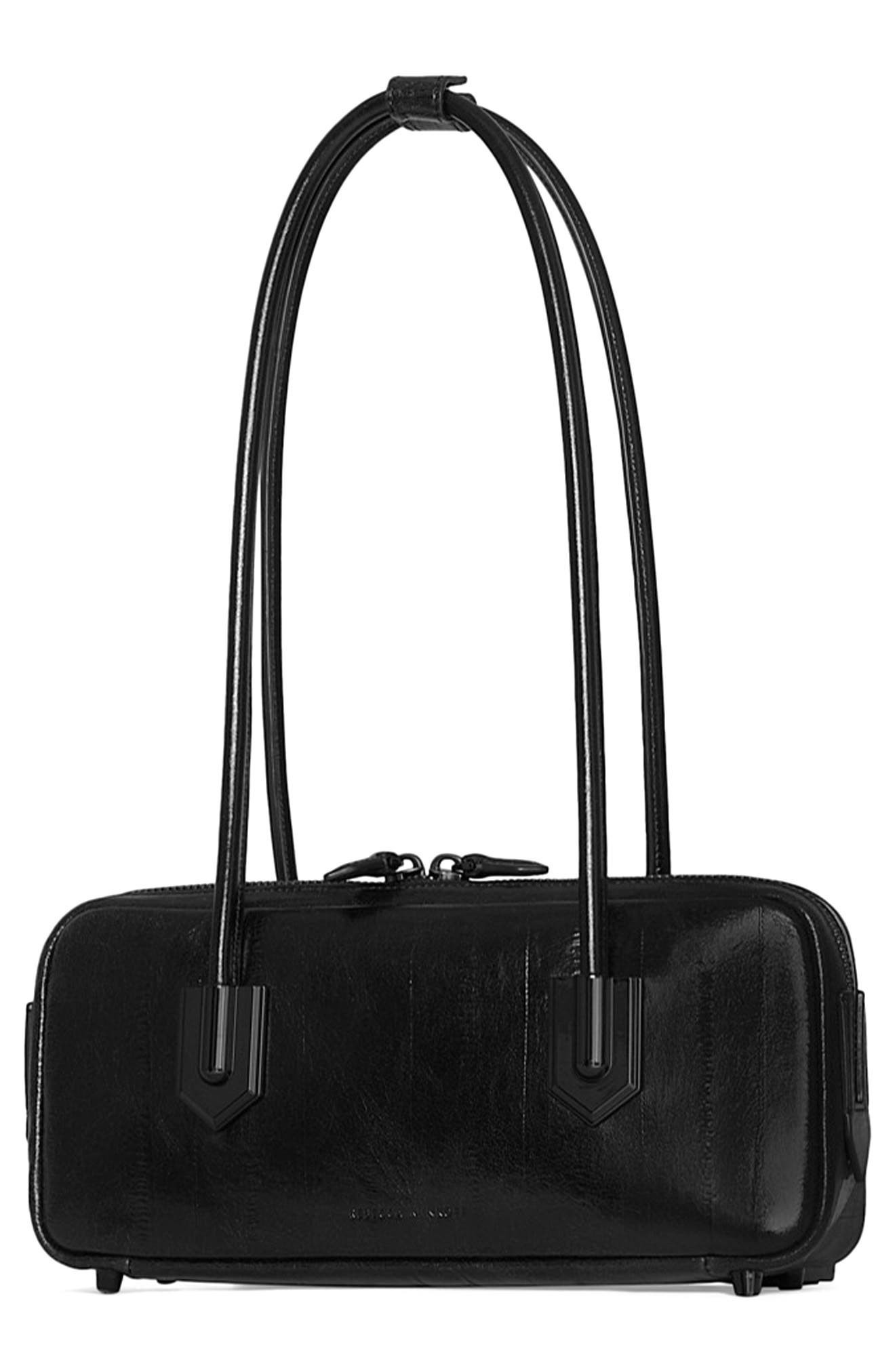 Rebecca Minkoff The Brief Leather Shoulder Bag, Alternate, color, Black