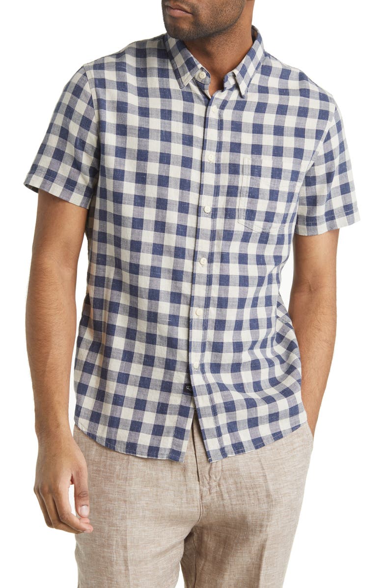 Rails Fairfax Gingham Short Sleeve Button-Up Shirt, Main, color, 