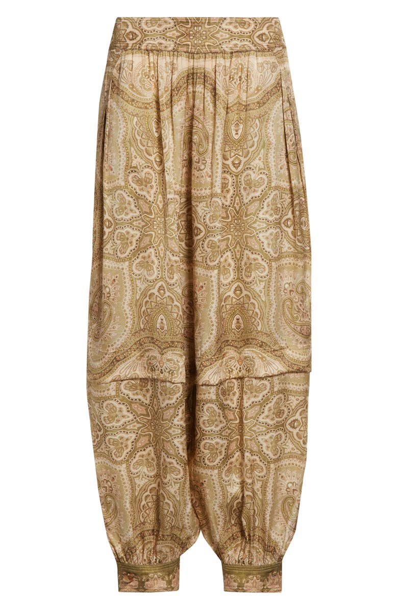Zimmermann Kindred Spirit Luna Silk Satin Harem Pants, Alternate, color, Olive Perla Paisley