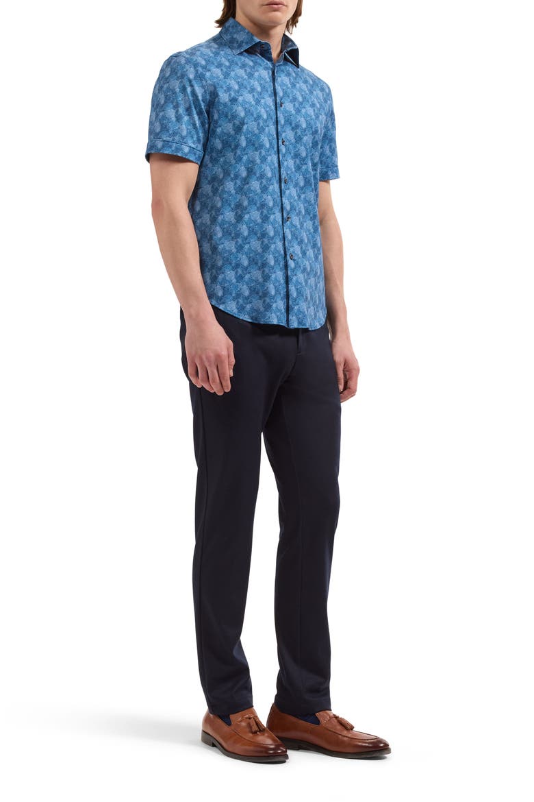 Miles OoohCotton® Print Short Sleeve Button-Up Shirt, Alternate, color, MARINE BLUE