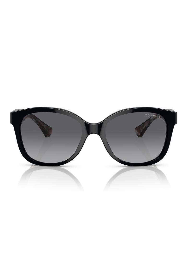 55mm Polarized Gradient Cat Eye Sunglasses, Main, color, SHINY BLACK / POLAR GREY