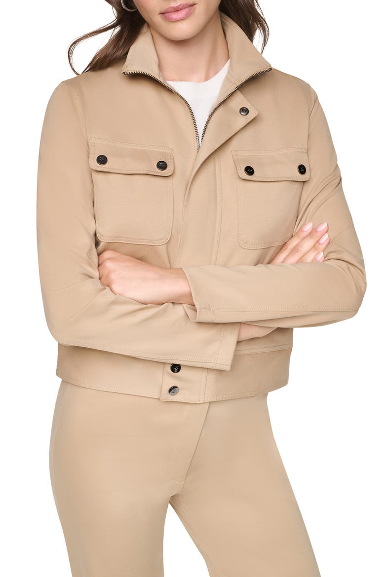 Soho Ponte Tech Jacket, Main, color, TRAVERTINE