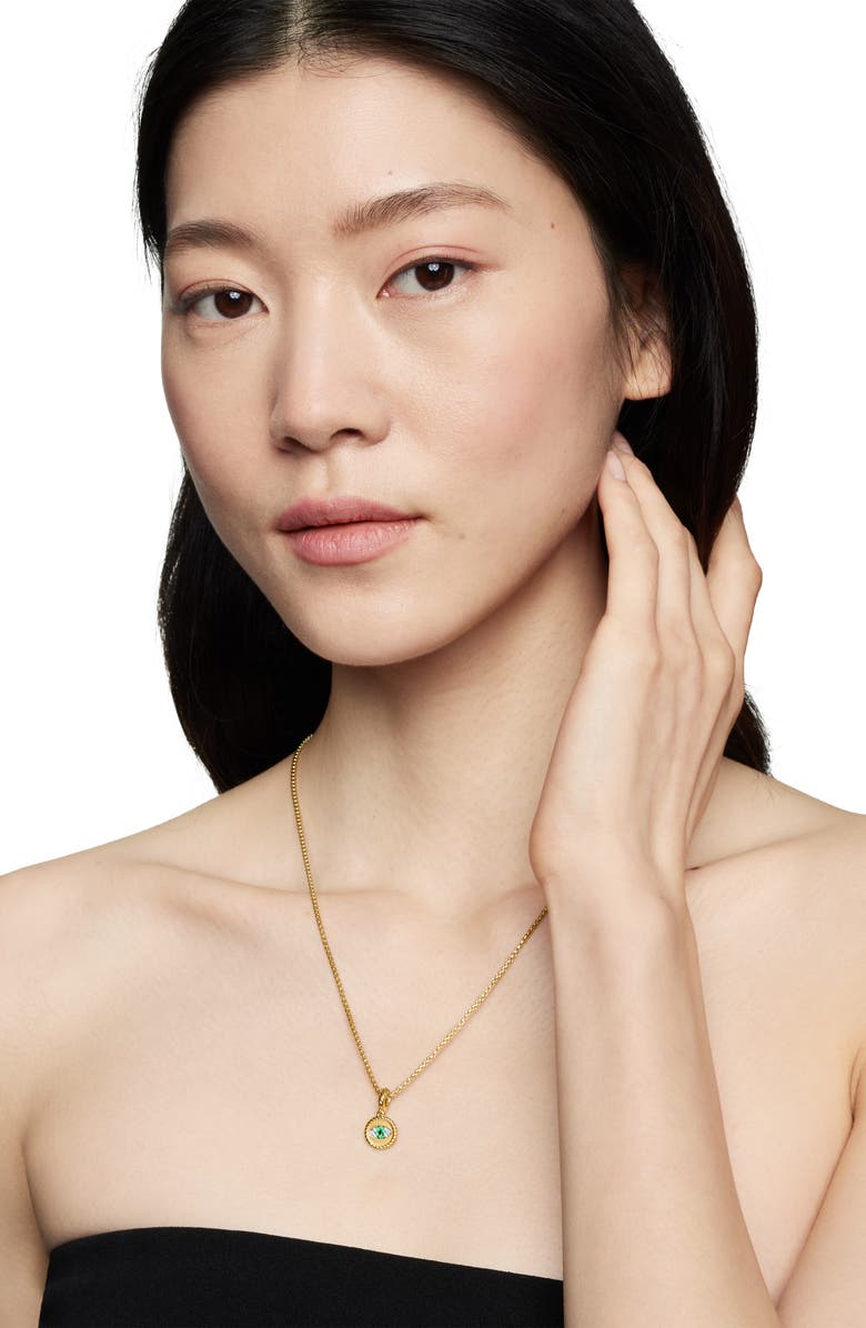 David Yurman Evil Eye Amulet in 18K Yellow Gold with Pavé Emerald and Diamonds, Alternate, color, Emerald/ Yellow Gold