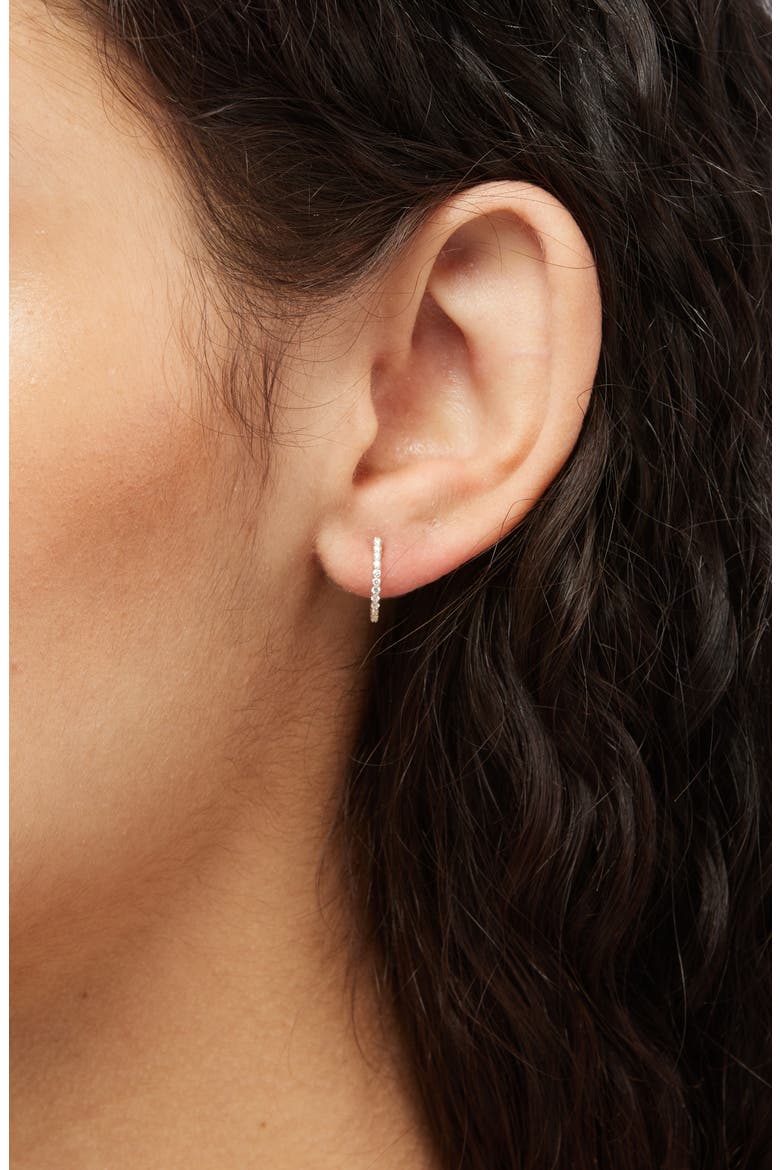 14K Gold Mini Diamond Huggie Hoop Earrings, Alternate, color, YELLOW