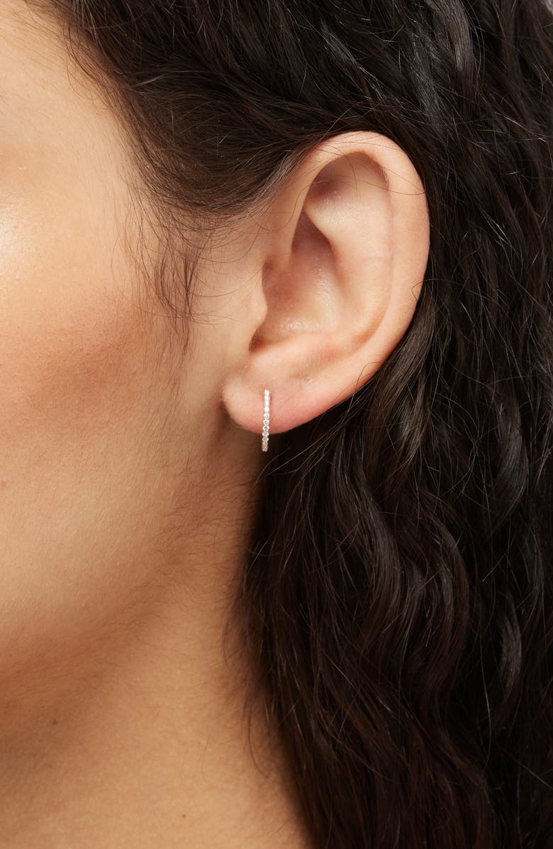 LANA 14K Gold Mini Diamond Huggie Hoop Earrings, Alternate, color, Yellow