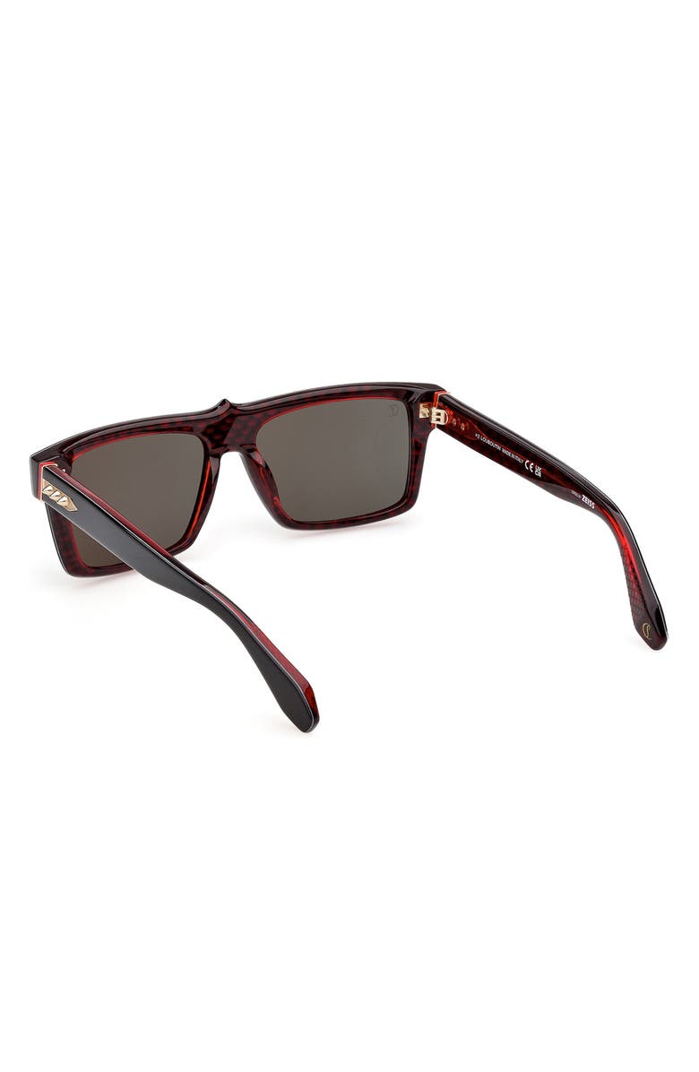 Christian Louboutin 57mm Square Sunglasses, Alternate, color, Bilayer Black / Red / Gold