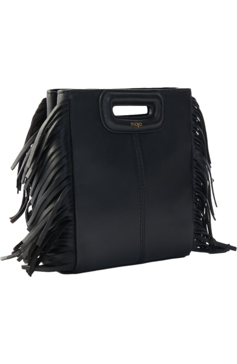 maje Leather bag with chain strap, Alternate, color, Black
