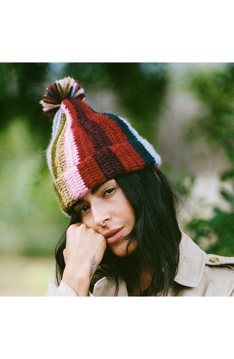 Minga Mom's Rainbow Striped Baby Alpaca Beanie, Alternate, color, Mom's Rainbow