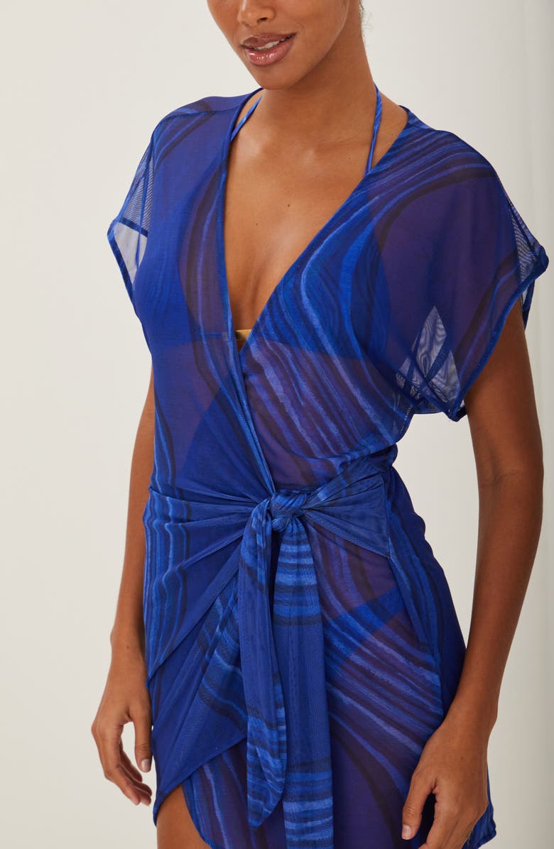 ViX Paula Hermanny Gemstone Emily Short Sleeve Mesh Cover-Up Minidress, Alternate, color, 