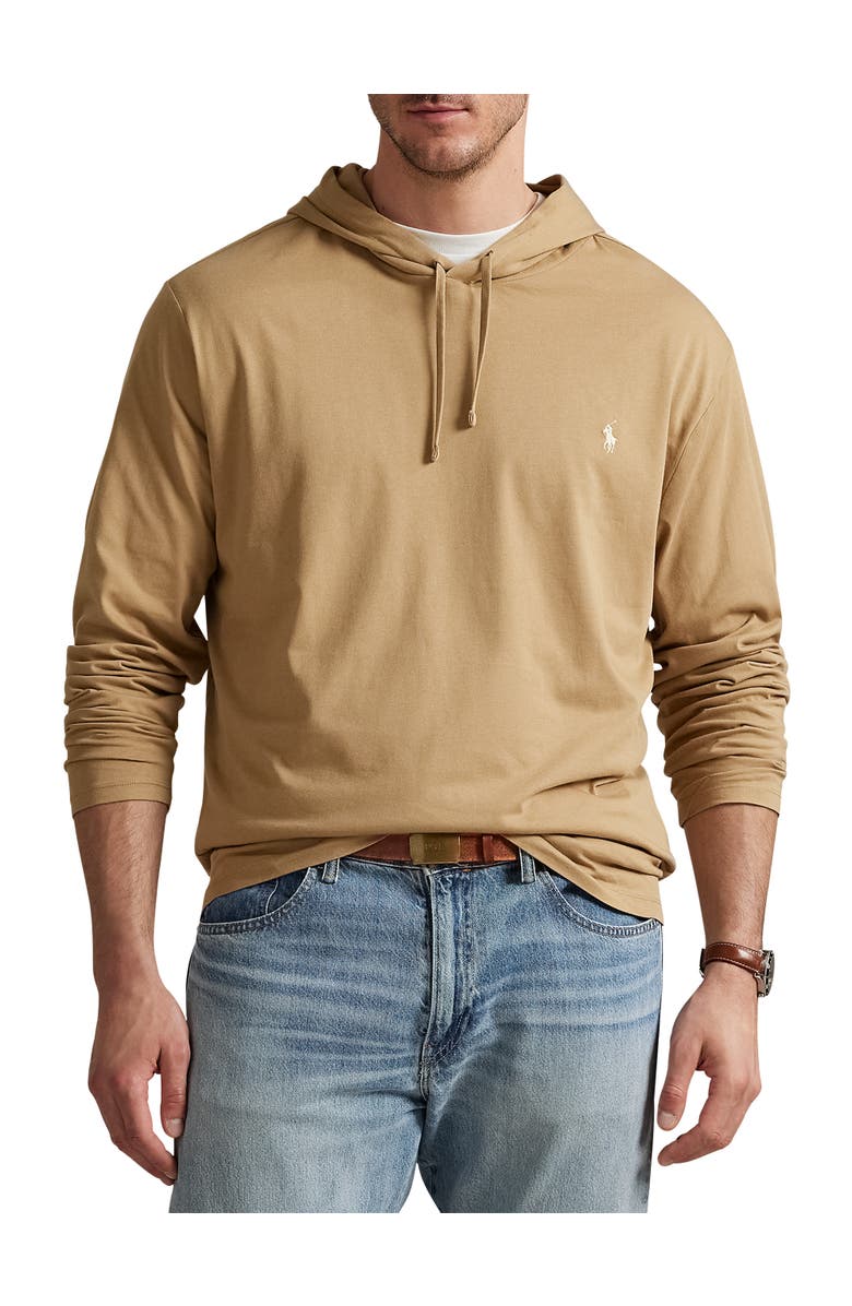Polo Ralph Lauren Big & Tall Jersey Hooded Long-Sleeve T-Shirt, Main, color, Cafe Tan