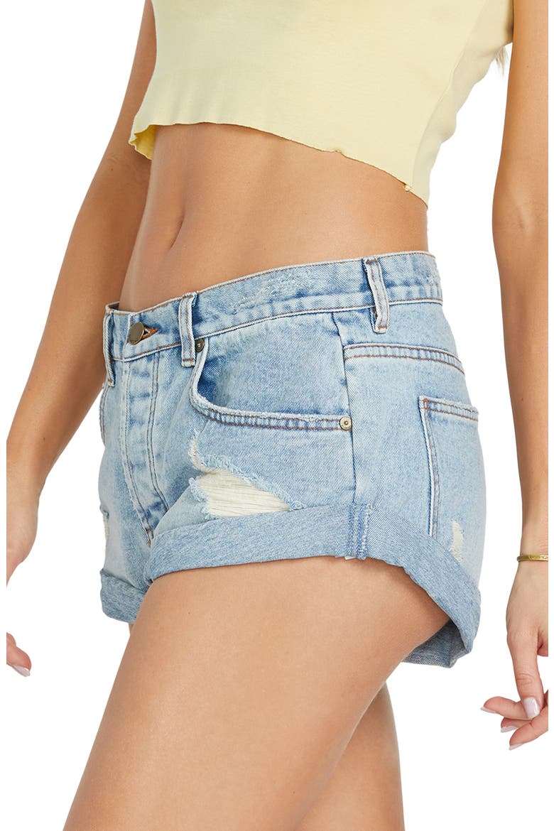 Get Low Cuffed Low Rise Denim Shorts, Alternate, color, LIGHT WASH DESTROY