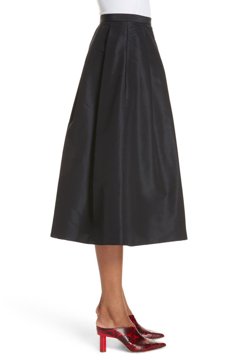 Silk Faille Full Skirt, Alternate, color, DARK NAVY