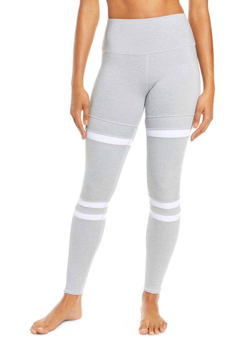 Legit High Waist Leggings, Main, color, ATHLETIC HEATHER GREY/ WHITE