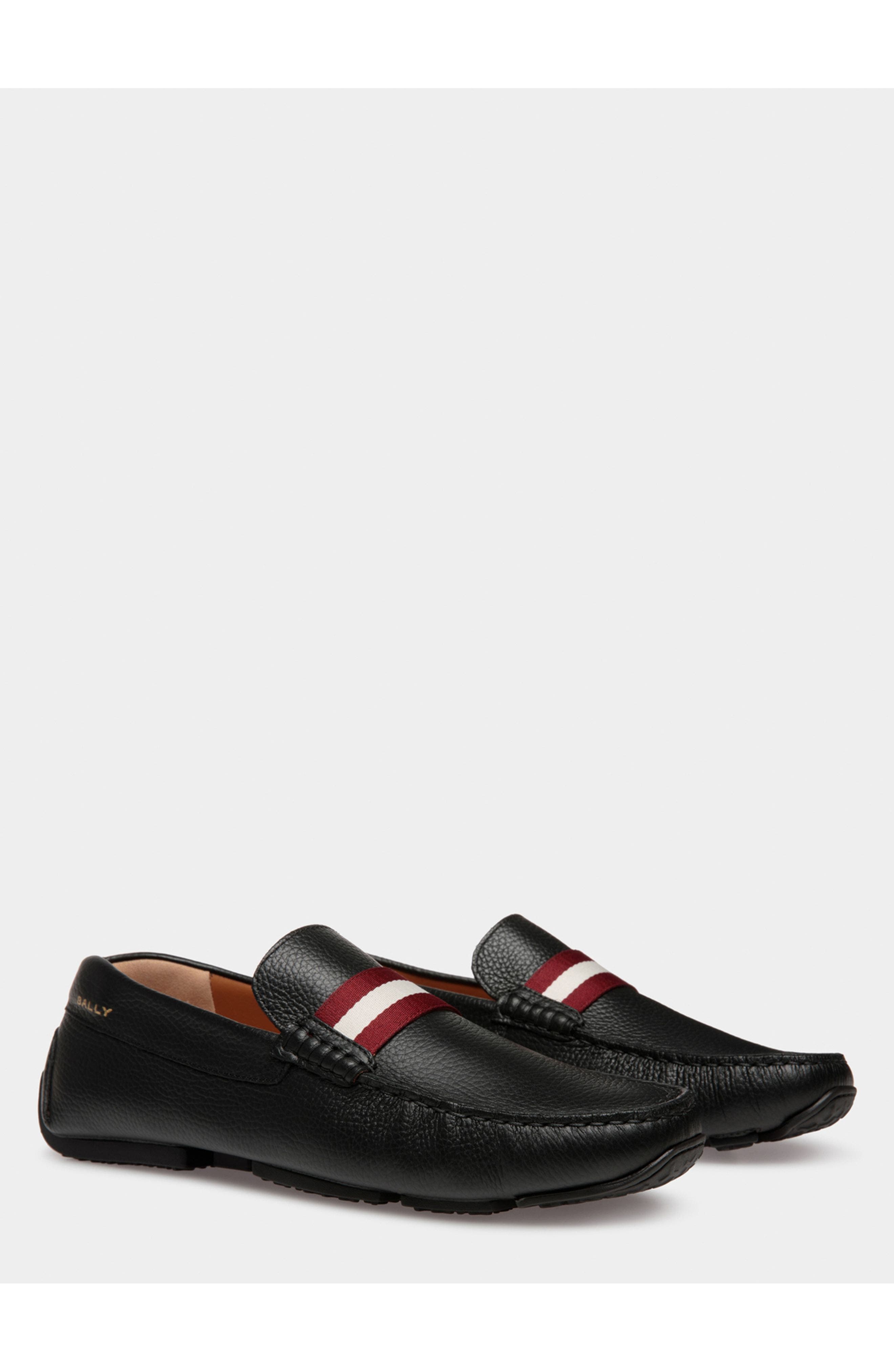 Bally Pilot Driver In Grained Bovine Leather, Alternate, color, Black