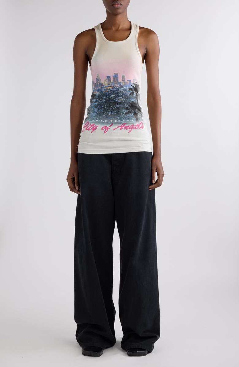 Balenciaga City of Angels Rib Graphic Tank, Main, color, 9012 Dirty White
