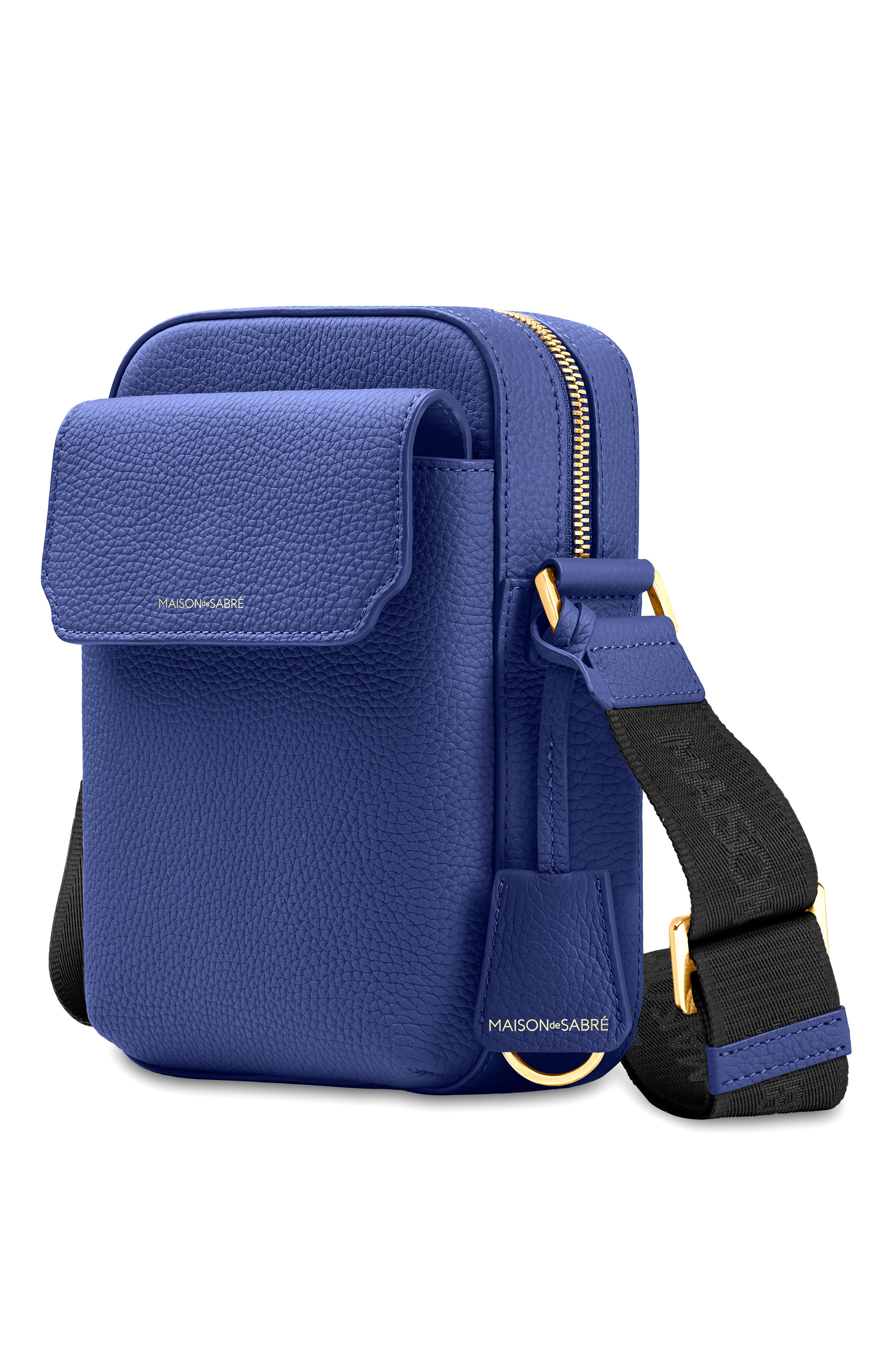 Small Leather Messenger Bag, Alternate, color, Lapis Blue
