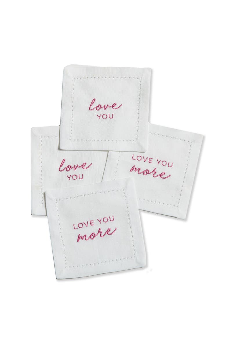 tag Love You More Cocktail Napkin S/4 White Multi Cotton Spring, Main, color, White