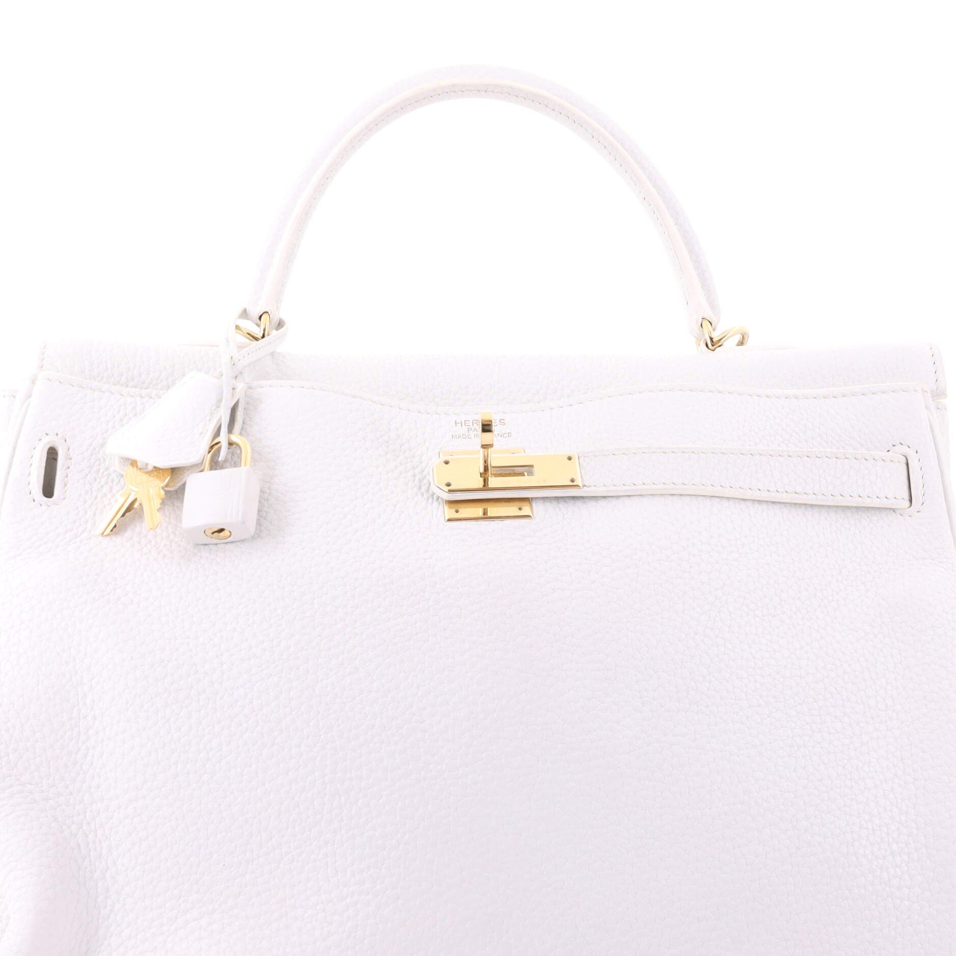Kelly Handbag White Clemence with Gold Hardware 35, Alternate, color, White