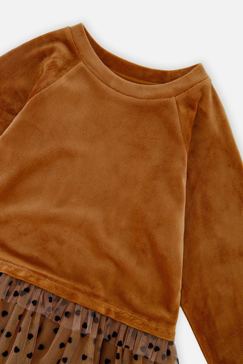 Bi-Material Dress Brown, Alternate, color, Brown
