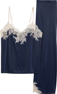 Natori Enchant Lace Trim Satin Pajamas