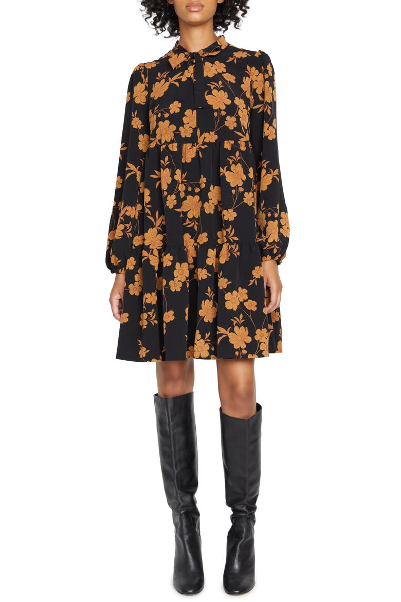 Feeling Prairie Long Sleeve Tiered Dress, Main, color, AUTUMN NIGHTS