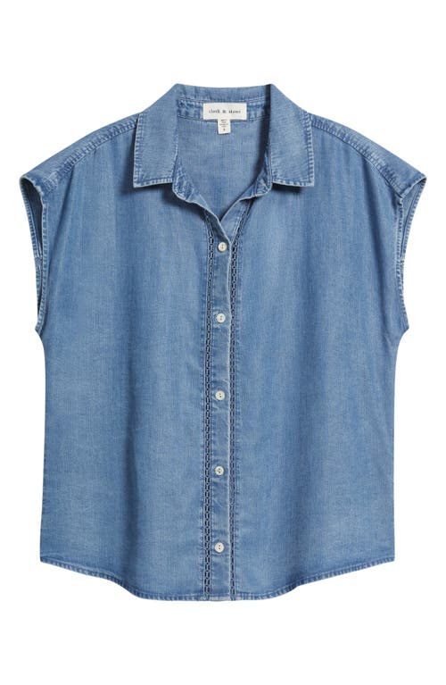 Cloth & Stone Trim Chambray Shirt In Blue